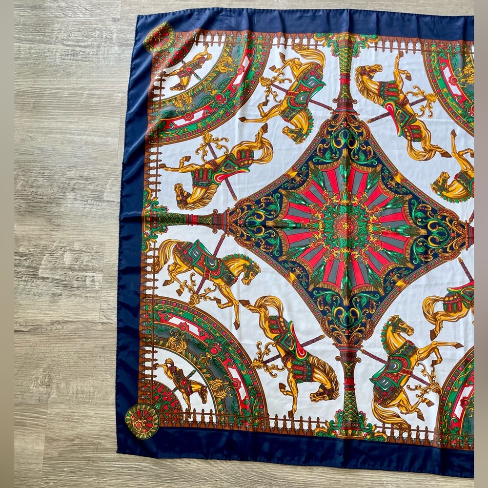 Hermes Paris 100% Silk Scarf with Carousel Horse Pattern - Picture 3 of 12